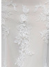 Boat Neck Beaded Ivory Lace Tulle V Back Gorgeous Wedding Dress
